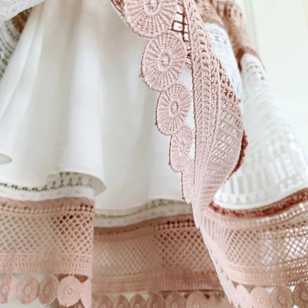 NWT ALEXIS Melania Lace Cut Out Fit & Flare Dress in White Pink Size M - Picture 5 of 8
